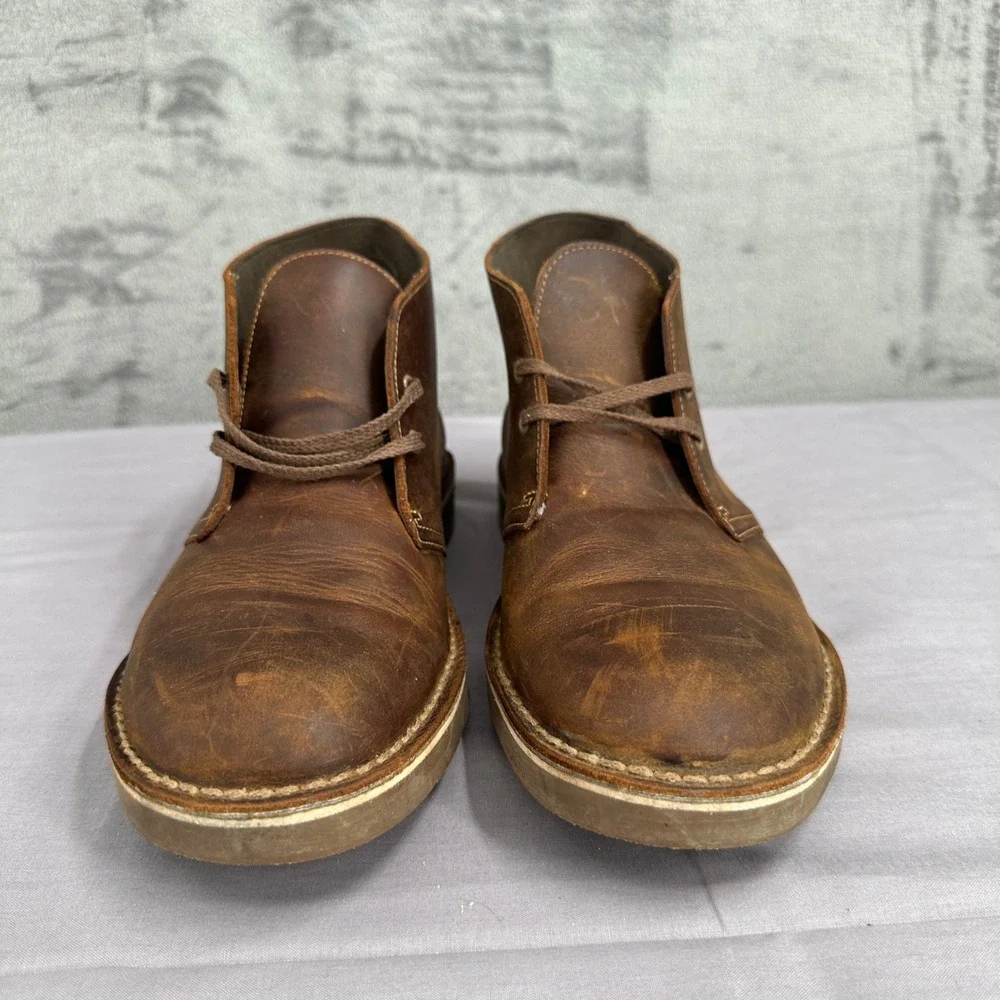 Clarks Bushacre 2 Chukka Boot Mens 10.5 Brown Leather Ultimate Comfort Lace Up